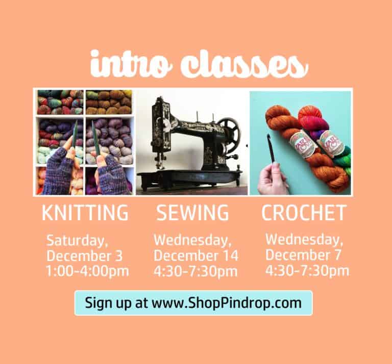 Pindrop Shop December Intro Classes Flyer